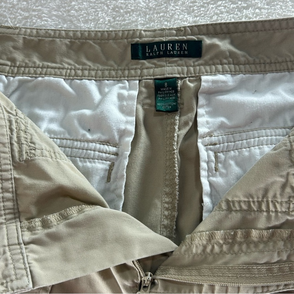 Lauren Ralph Lauren Tan Women's Cargo 100% Cotton Shorts Size 8 - Picture 2 of 9
